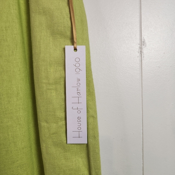 House Of Harlow 1960 Lime Green Linen Blend High Rise Wide Leg Pants Size XS - Picture 7 of 13